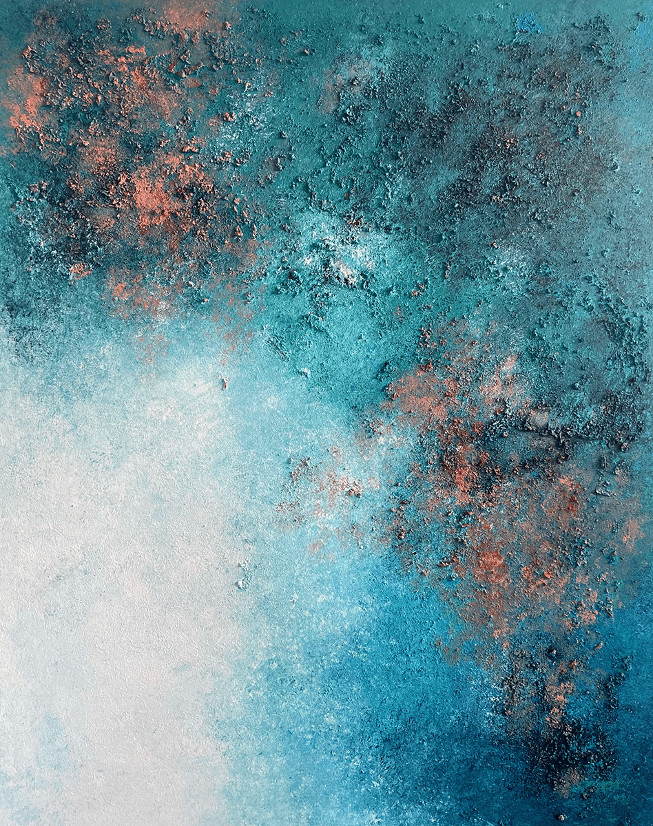 Iris Stella Above the clouds, 2020 Sand and acrylics on canvas 100 cm x 80 cm © The Artist
