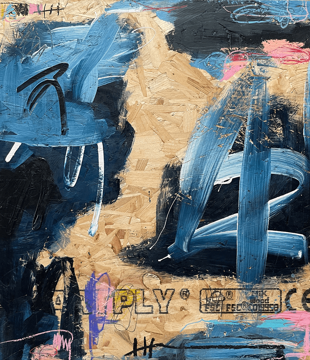 Marcus Aitken Automation, 2020 acrylic, ink and pencil on structural ply 70 cm x 60 cm © The Artist