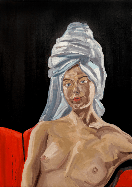 Tom White Oriana, Fresh Out The Shower, 2020 oil on linen 70 cm x 120 cm © The Artist