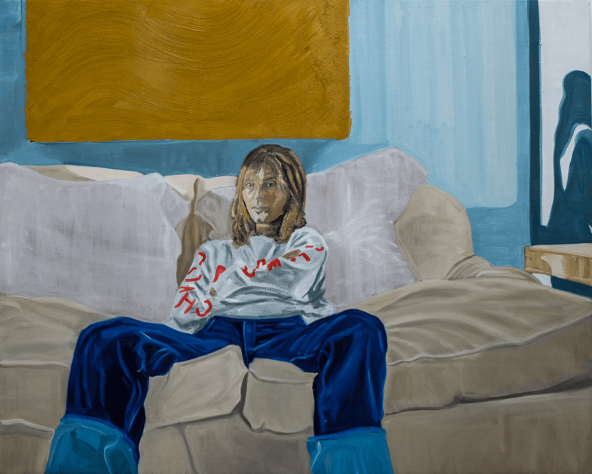 Tom White Olympia At Home, 2020 oil on linen 152 cm x 122 cm.jpg © The Artist