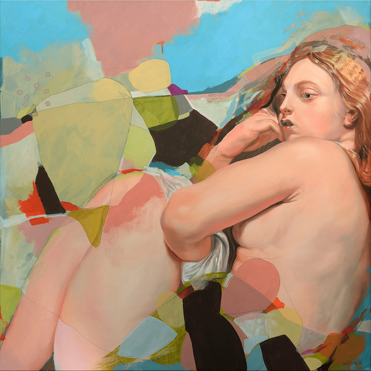 Anja Wülfing The freezing Venus, after Rubens, 2020 Oil, Acrylic, Colored Pencil on Polyester 100 x 100 cm (39,4 x 39,4 in) © The Artist