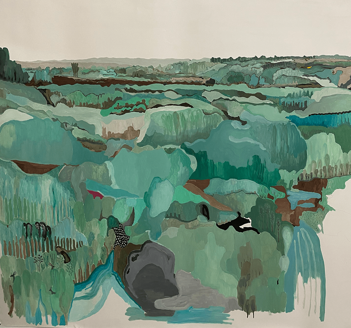 Manuela Gerosa Bähler Wolf in The Forest, 2019 Oil on paper 150 cm x 155 cm © The Artist