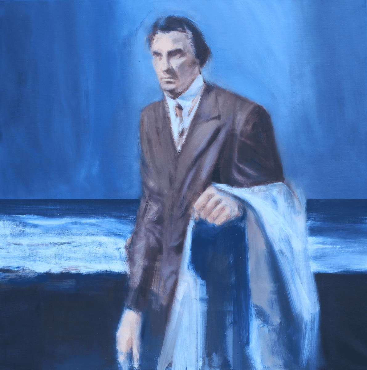 Patrick Vandecasteele Man on the beach, 2020 Oil on canvas 80 cm x 80 cm © The Artist