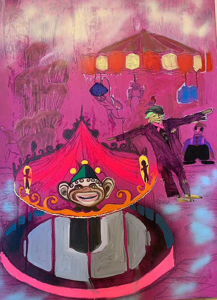 Shelli Tollman, Super Spreaders, 2020, Oil paint and spray paint on canvas, 76 x 101.6 cm, Price Available Upon Request, © The Artist